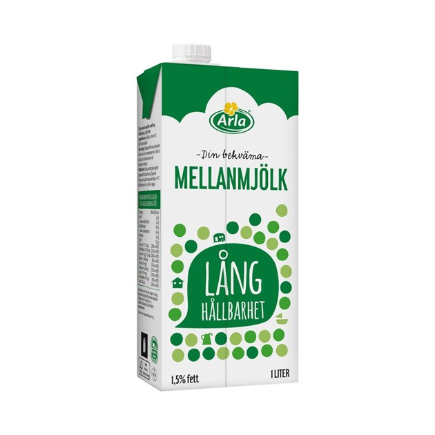 Mellanmjölk 1,5% lång hållbarhet Arla 1 liter